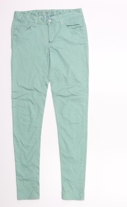 Denim & Co. Womens Green  Denim Skinny Jeans Size 10 L28 in