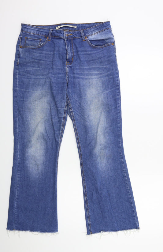 Preloved Brave Soul Womens Blue  Denim Flared Jeans Size 32 in L28 in - Front