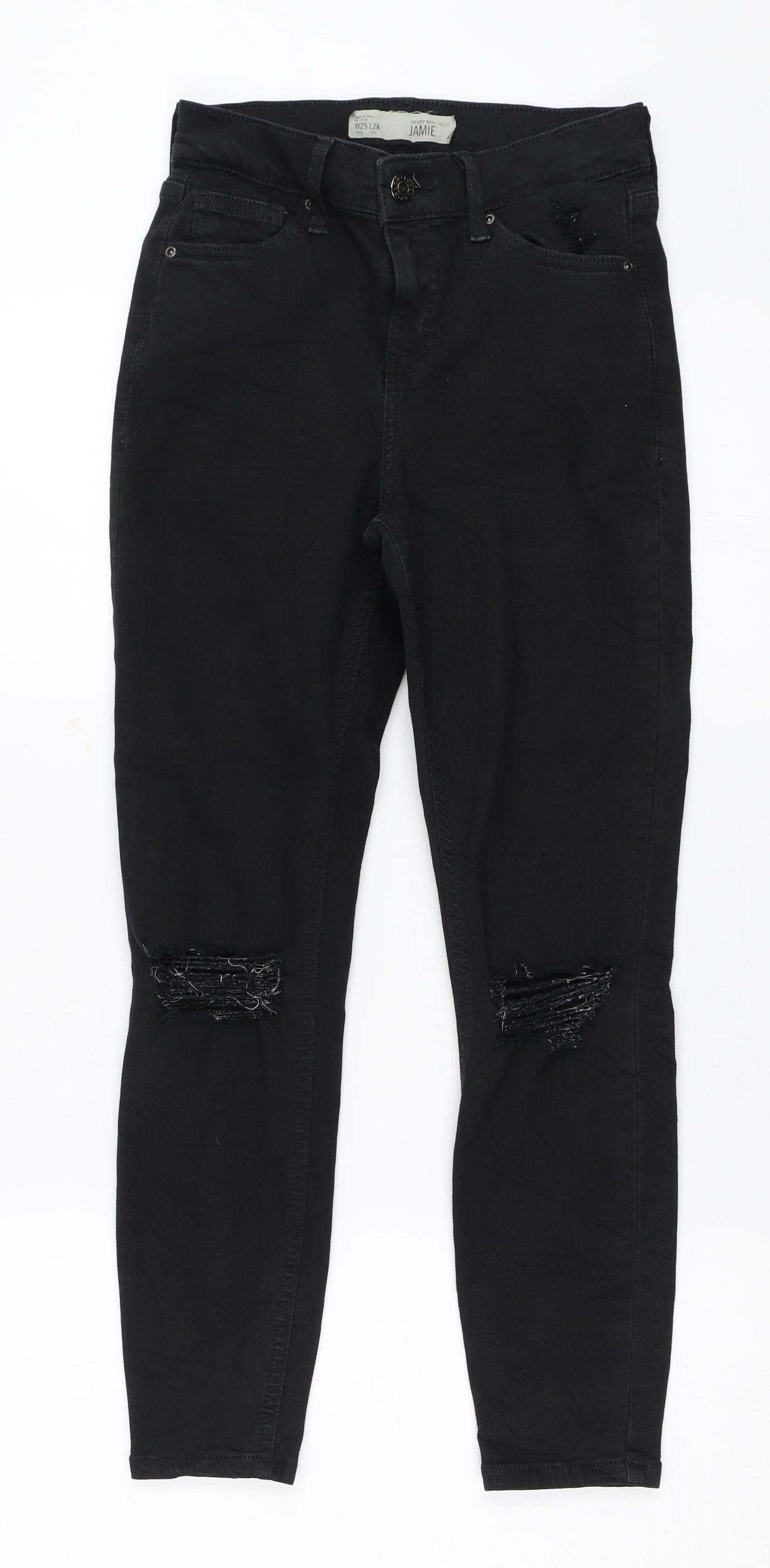 Topshop Womens Black  Denim Skinny Jeans Size 25 in L28 in - jamie jeans