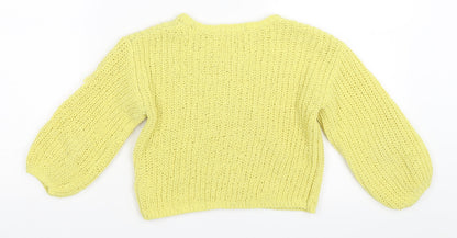Preloved H&M Girls Yellow   Pullover Jumper Size 5-6 Years - Back