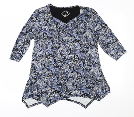 Tigi Womens Blue Paisley  Basic Blouse Size 10