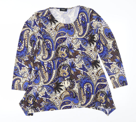 Klass Womens Blue Paisley  Basic Blouse Size M