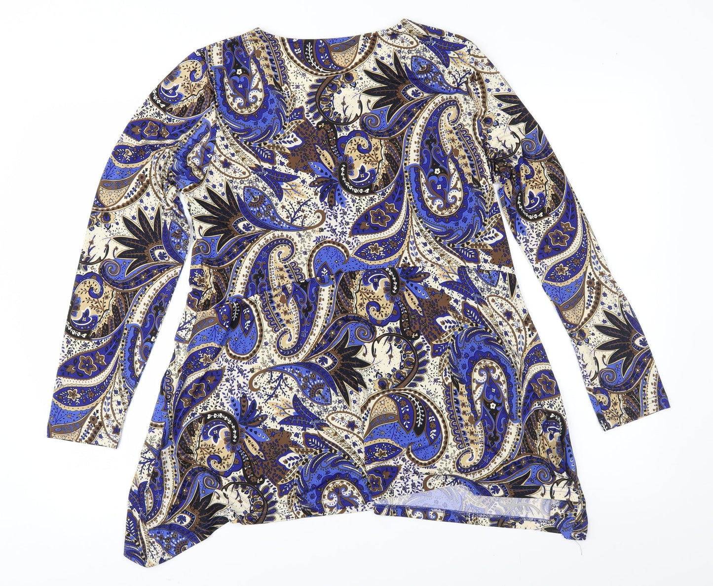 Klass Womens Blue Paisley  Basic Blouse Size M