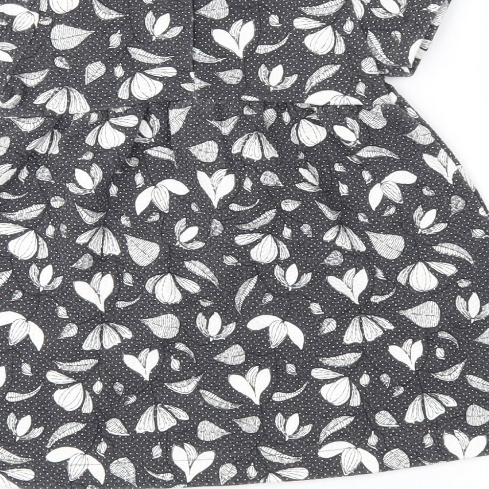 Zara Girls Grey Floral  Fit & Flare  Size 6-9 Months