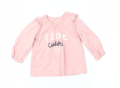 Preloved Matalan Girls Pink   Basic T-Shirt Size 3-6 Months - Front