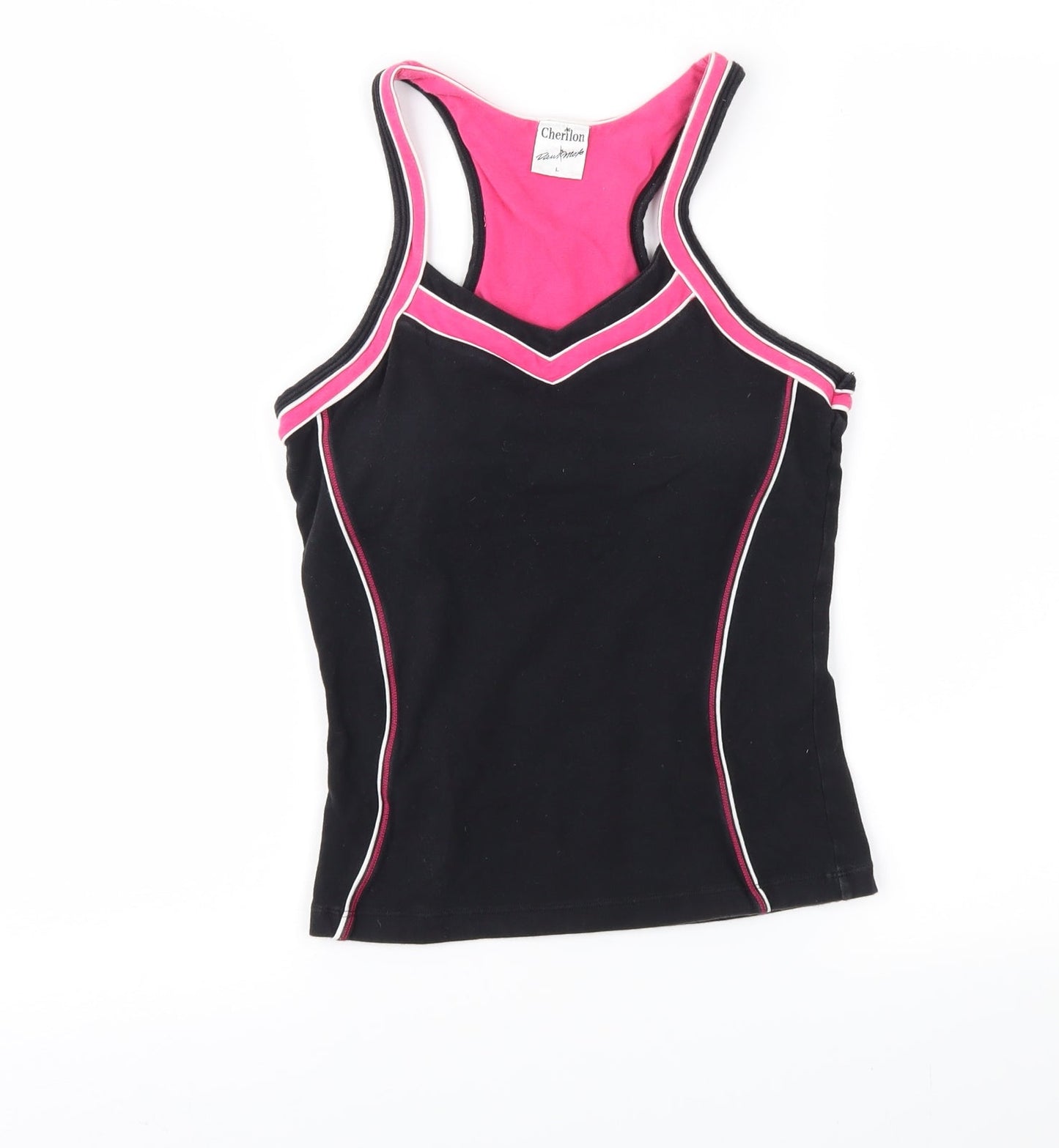 Cherilon Womens Black Colourblock  Basic Tank Size L