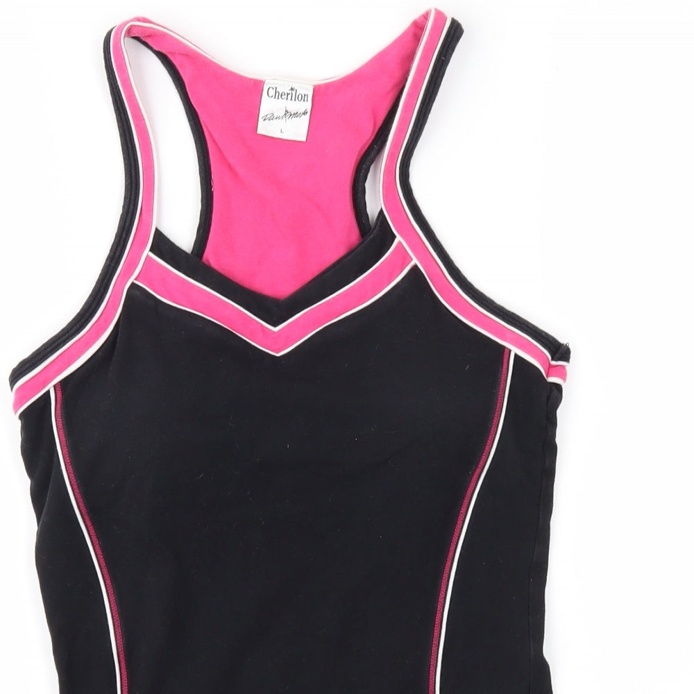 Cherilon Womens Black Colourblock  Basic Tank Size L