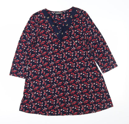 Bonmarché Womens Blue Floral A-Line Size 12