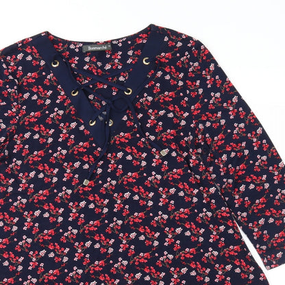 Bonmarché Womens Blue Floral A-Line Size 12
