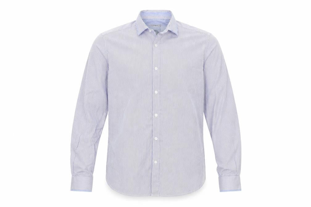 REMUS Mens Blue Striped   Button-Up Size 15.5