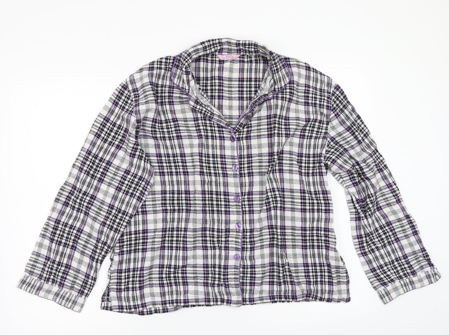 La Senza Womens White Check  Basic Button-Up Size M