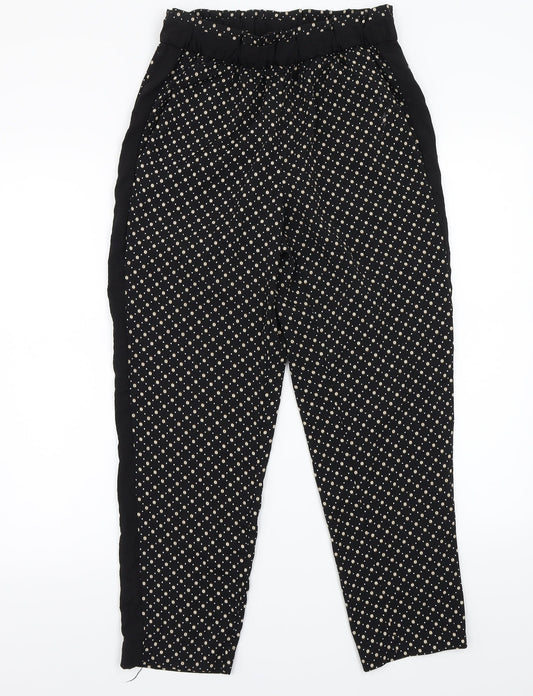 H&M Womens Black Floral  Trousers  Size 10 L25 in