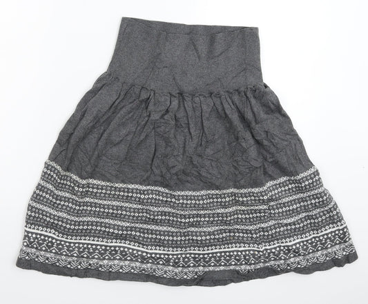 Switch Womens Grey Geometric Knit A-Line Skirt Size M
