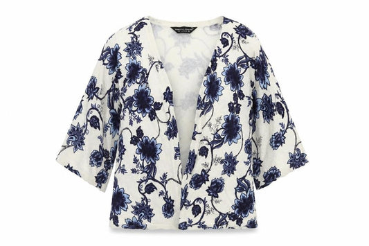 Dorothy Perkins Womens White Floral Knit Cardigan Jumper Size 10