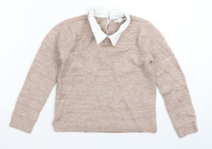 Preloved Primark Girls Beige  Knit Pullover Jumper Size 10-11 Years - Front