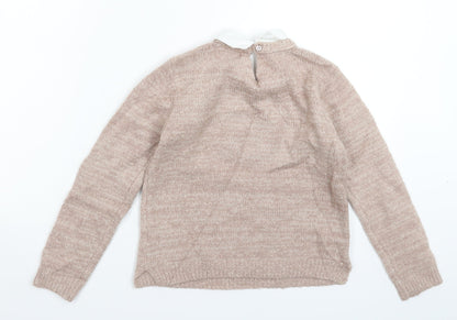 Preloved Primark Girls Beige  Knit Pullover Jumper Size 10-11 Years - Back