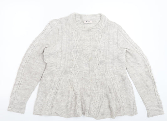 TU Womens Grey  Knit Pullover Jumper Size M