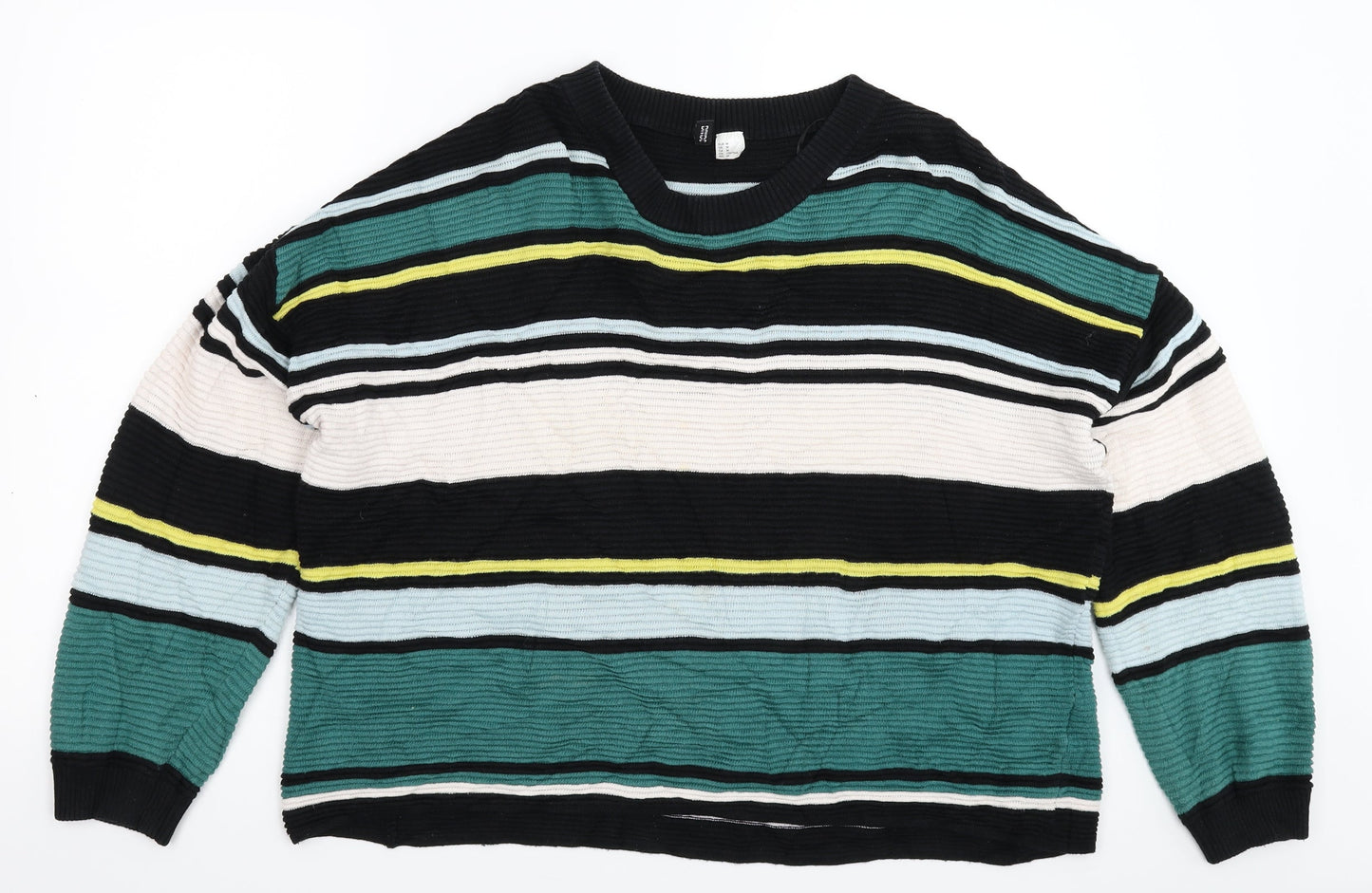 Divided Womens Multicoloured Striped Knit Pullover Jumper Size M  - Oversized