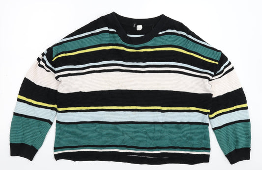 Divided Womens Multicoloured Striped Knit Pullover Jumper Size M  - Oversized