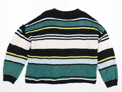 Preloved Divided Womens Multicoloured Striped Knit Pullover Jumper Size M  - Oversized - Back