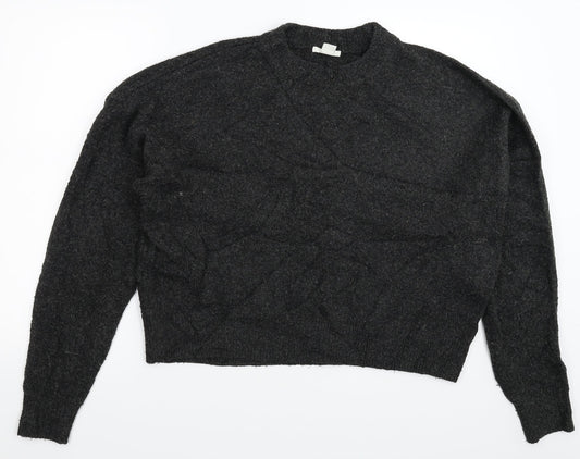 H&M Womens Black  Knit Pullover Jumper Size M  - Oversized