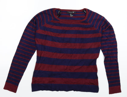 Preloved FOREVER 21 Womens Multicoloured Striped Knit Pullover Jumper Size M - Front