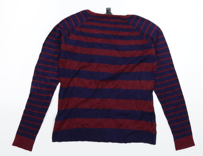 Preloved FOREVER 21 Womens Multicoloured Striped Knit Pullover Jumper Size M - Back