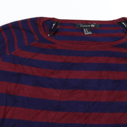 Preloved FOREVER 21 Womens Multicoloured Striped Knit Pullover Jumper Size M - Detail