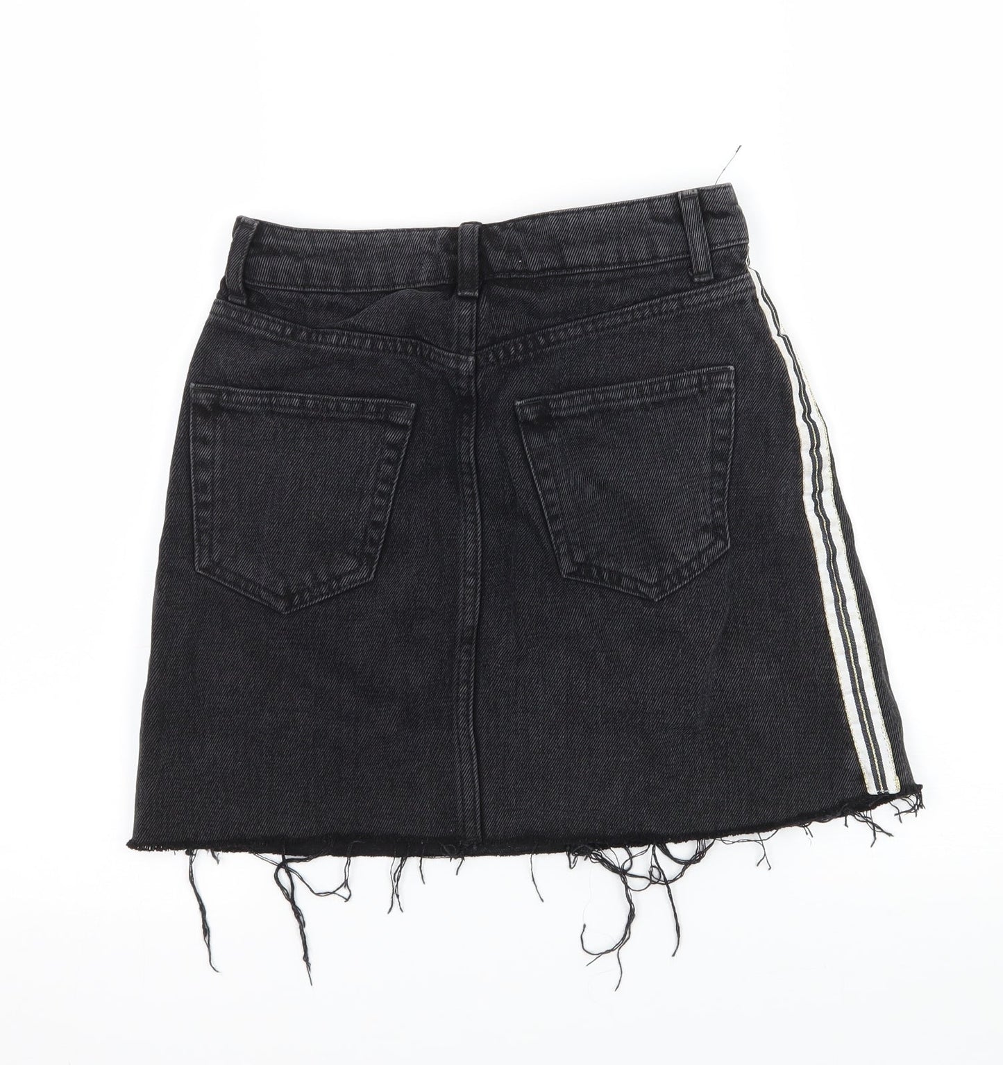 Denim & Co. Womens Black Striped Denim A-Line Skirt Size 4