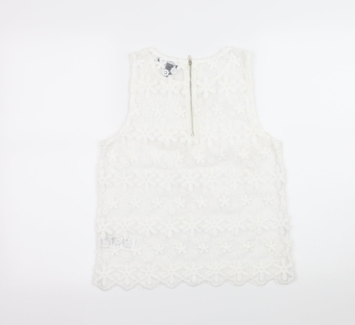 New Look Womens White Floral  Basic Blouse Size 10