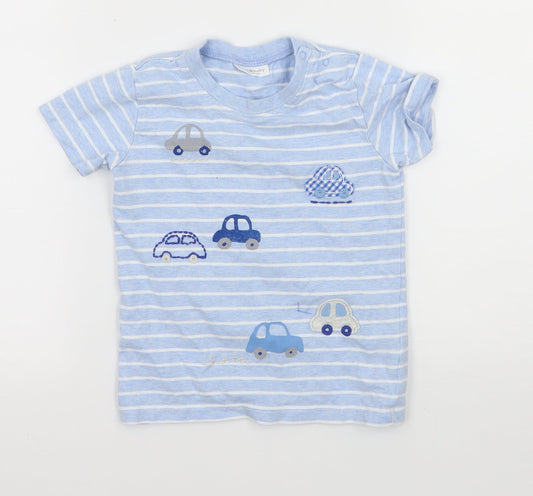 NEXT Boys Black Striped Jersey Basic T-Shirt Size 12-18 Months  - Cars