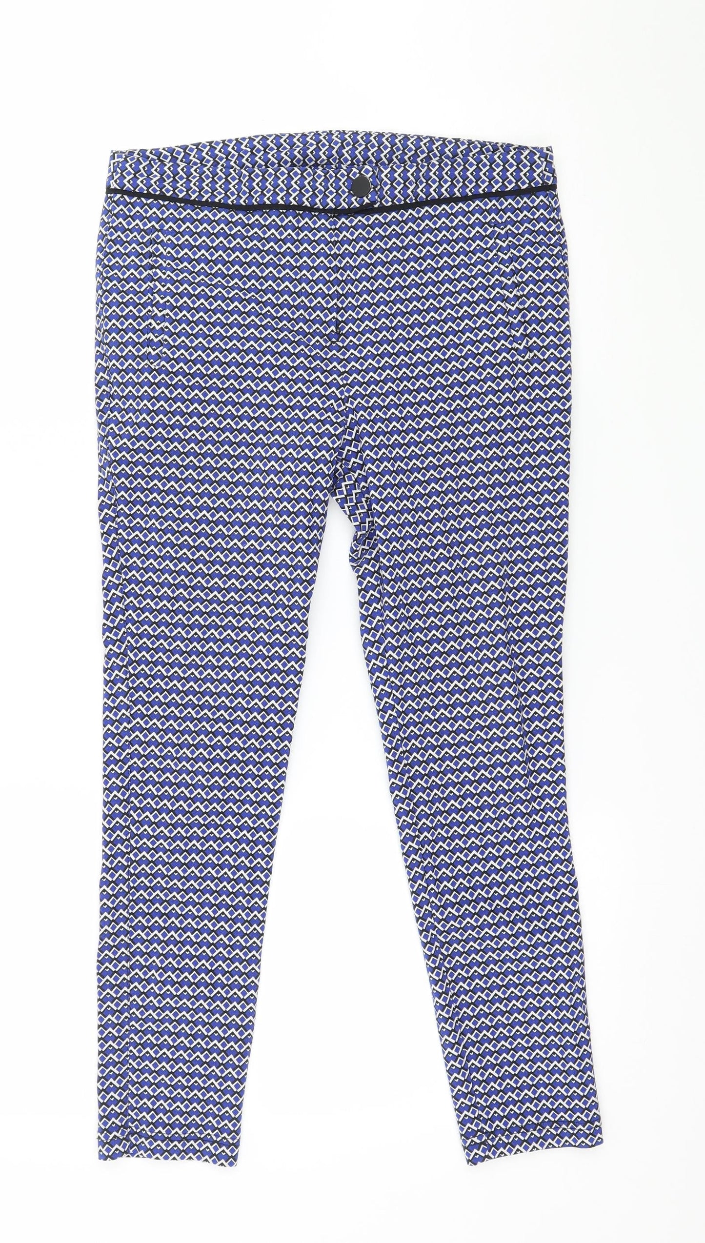 Dorothy Perkins Womens Blue Geometric  Trousers  Size 10 L23 in
