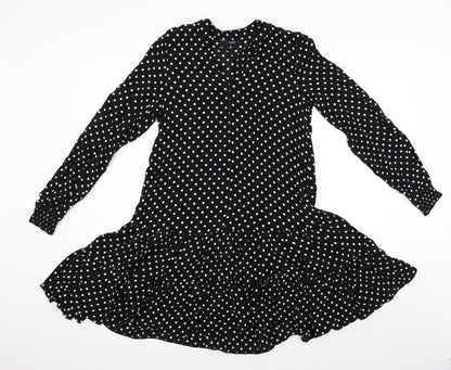 Next Womens Black Polka Dot  Fit & Flare  Size 8