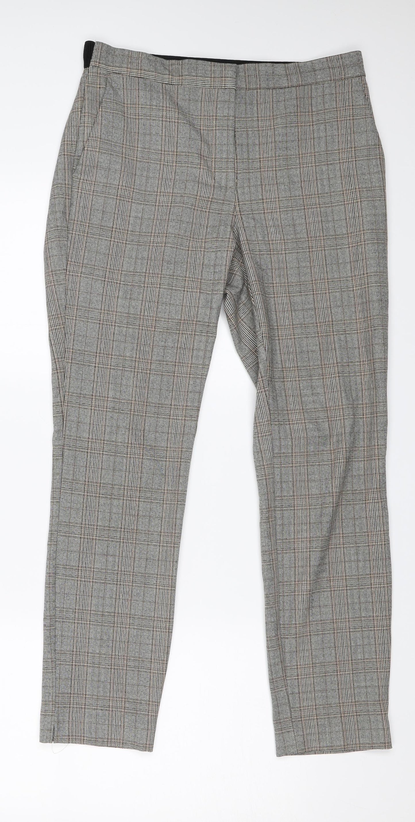 Zara Womens Grey Plaid  Trousers  Size M L25 in