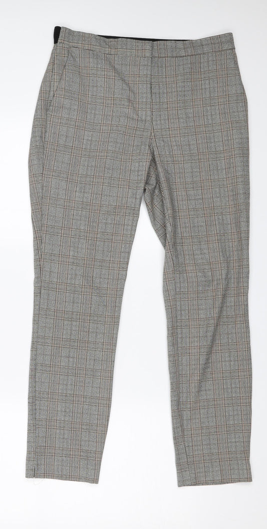Zara Womens Grey Plaid  Trousers  Size M L25 in