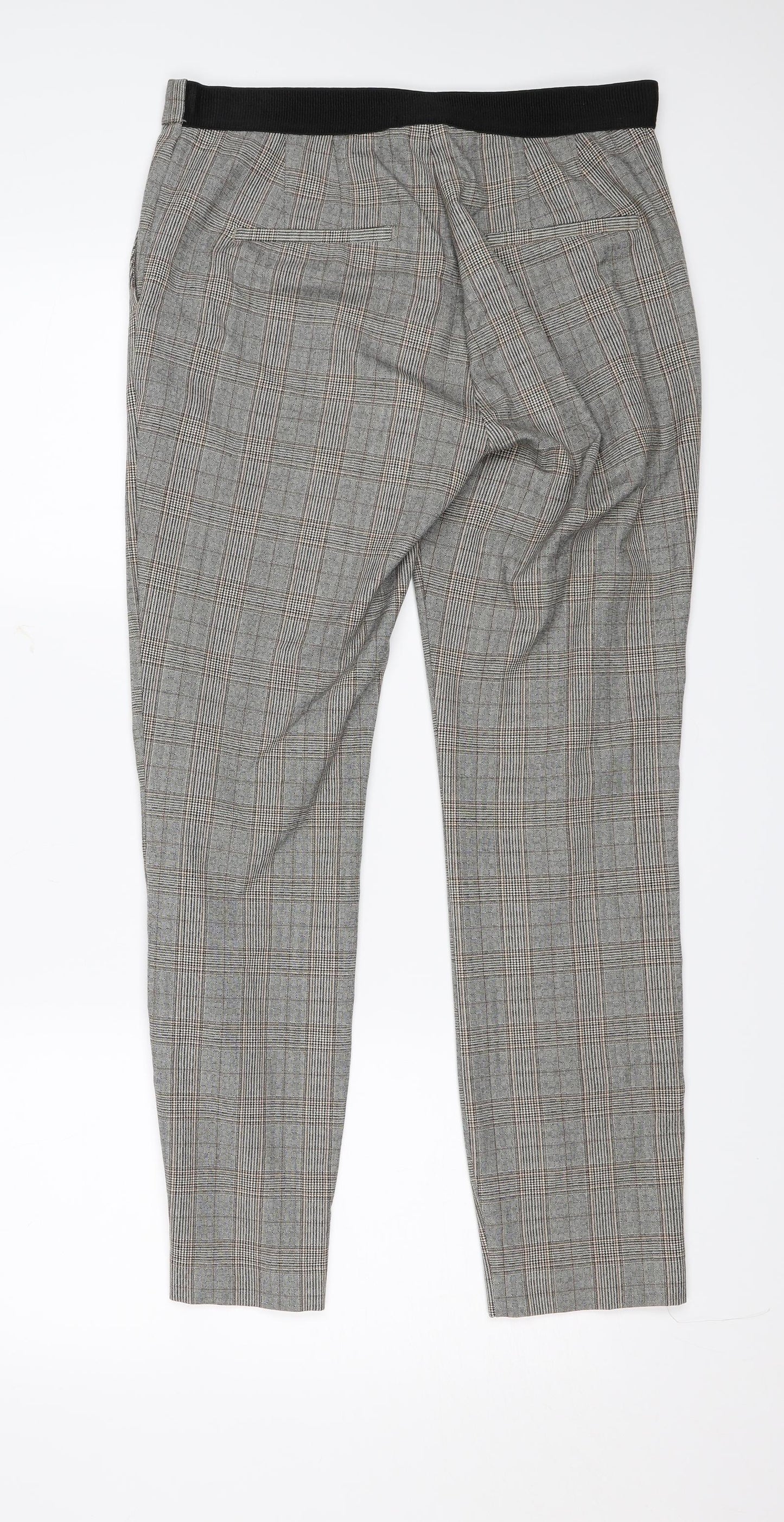 Zara Womens Grey Plaid  Trousers  Size M L25 in