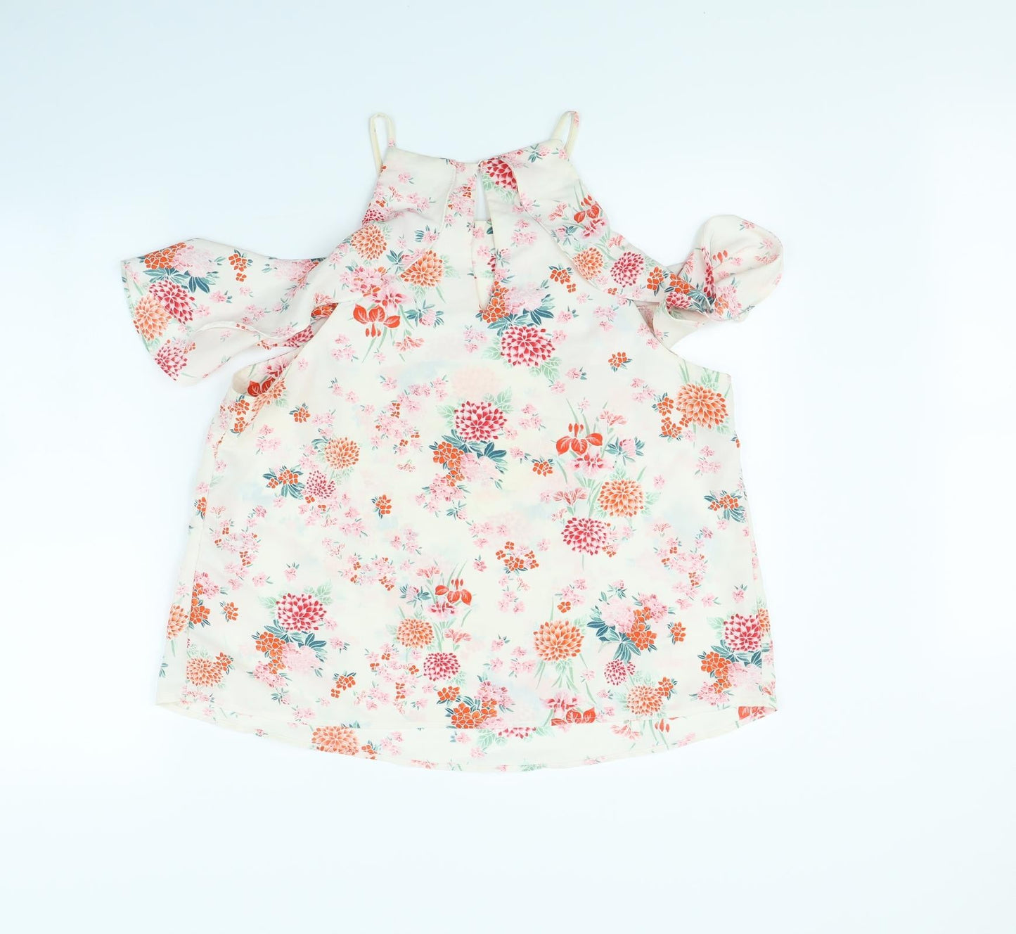New Look Womens White Floral  Basic Blouse Size 14