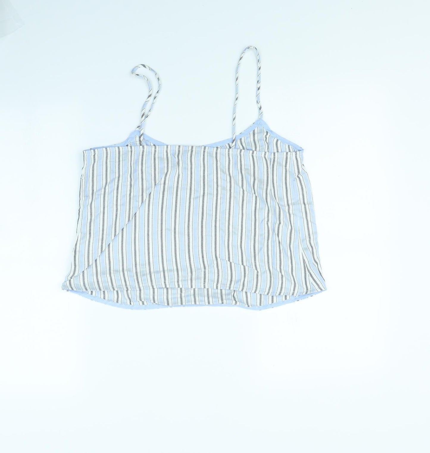 Topshop Womens Blue Striped  Cropped T-Shirt Size 10