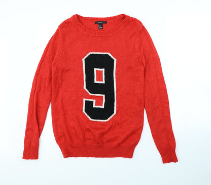 Preloved FOREVER 21 Womens Red   Pullover Jumper Size M  - 9 - Front