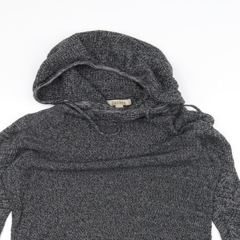 Decree Womens Grey  Knit Pullover Hoodie Size S