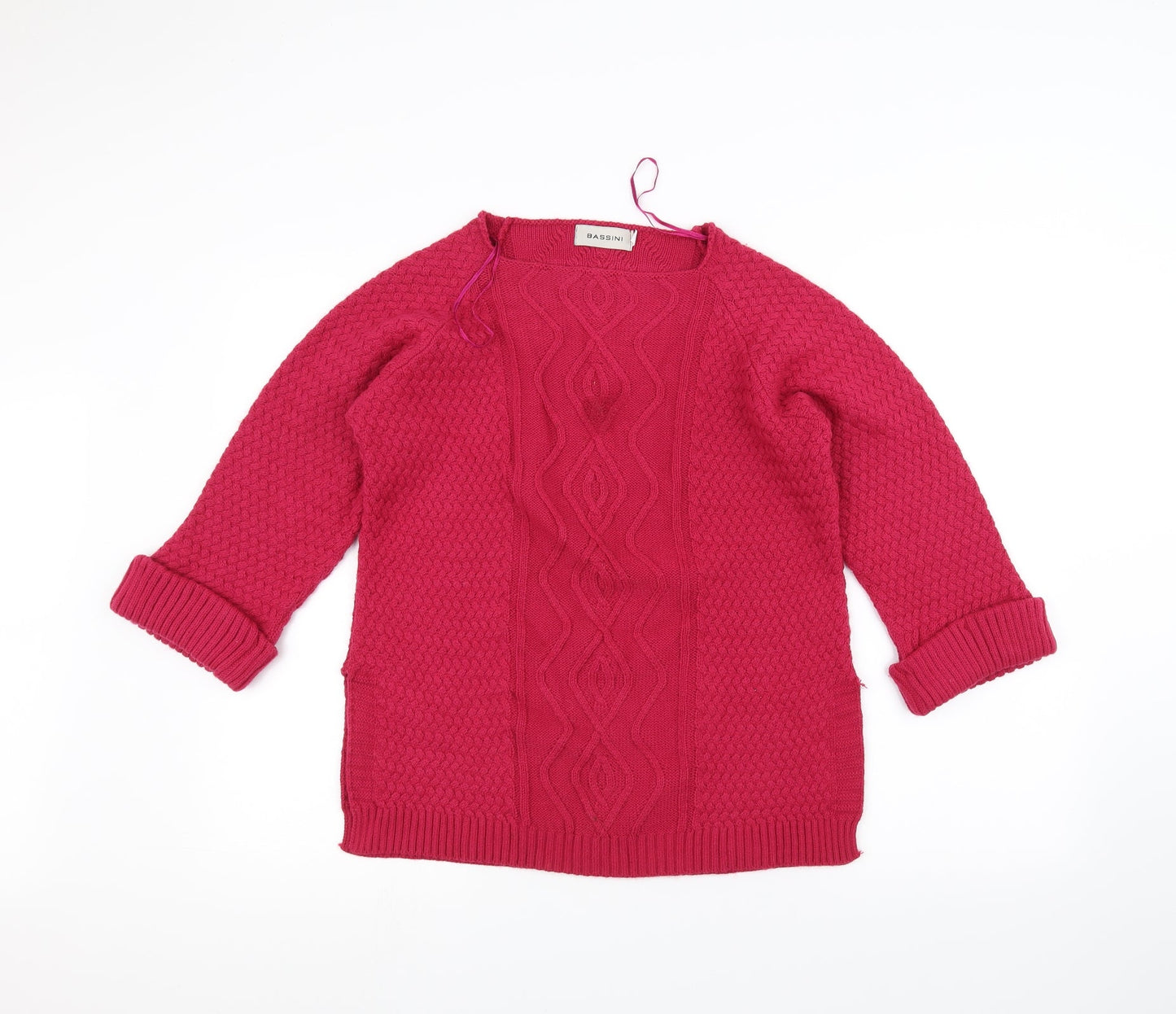 BASSINI Womens Pink  Knit Pullover Jumper Size S