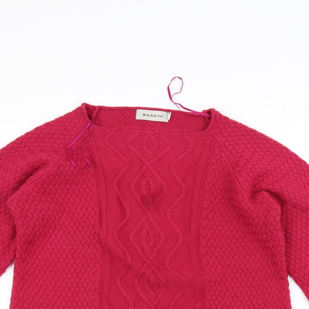 BASSINI Womens Pink  Knit Pullover Jumper Size S