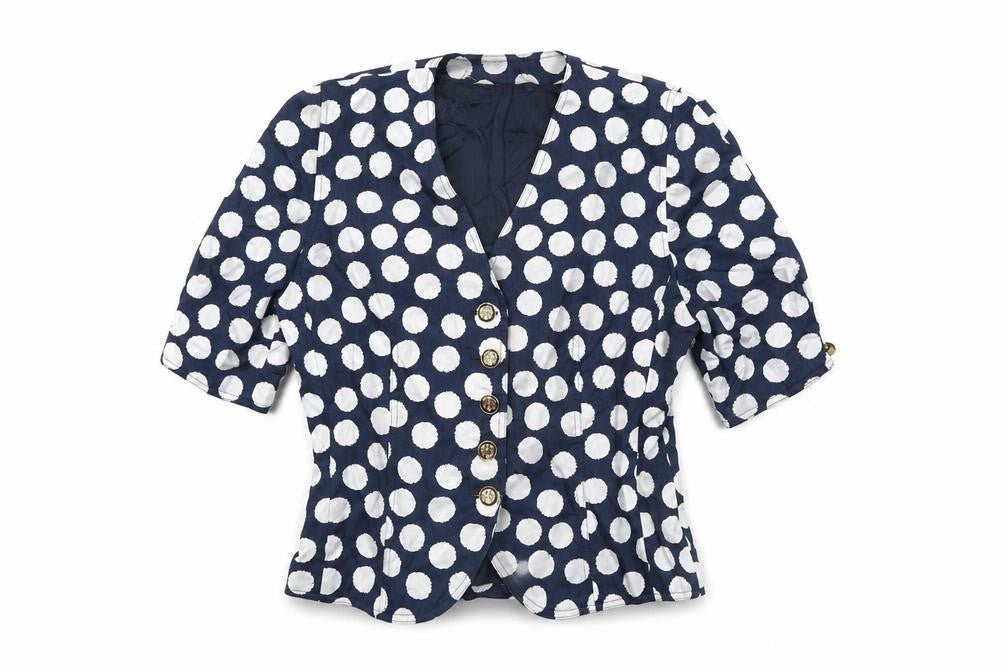 lovetta bloom Womens Blue Polka Dot  Jacket  Size 12