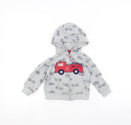 Preworn Baby Grey   Jacket  Size 18 Months  - Fire Engine