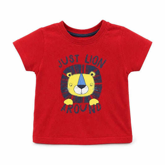 Primark Baby Red   Basic T-Shirt Size 9-12 Months  - Lion