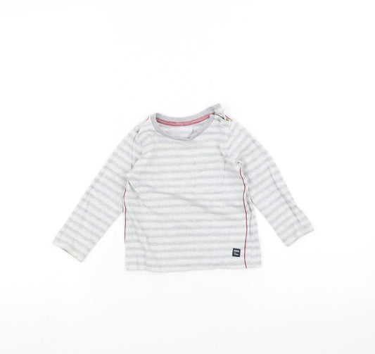 Mothercare Baby Grey Striped  Basic T-Shirt Size 9-12 Months