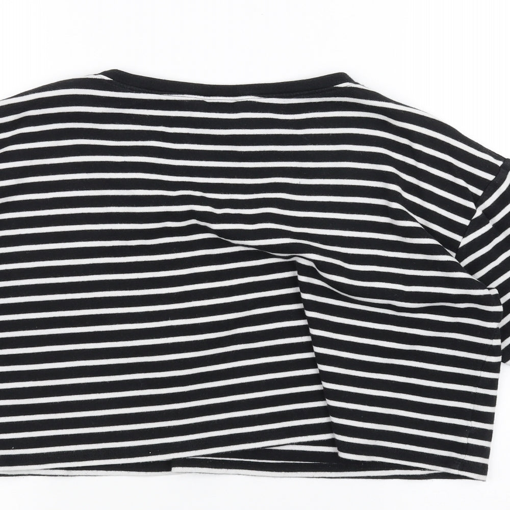 New Look Womens White Striped  Basic T-Shirt Size 12