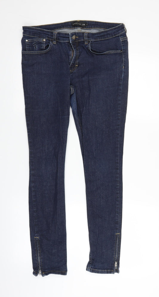 Preloved Stockholm Womens Blue  Denim Straight Jeans Size 14 L28 in - Front