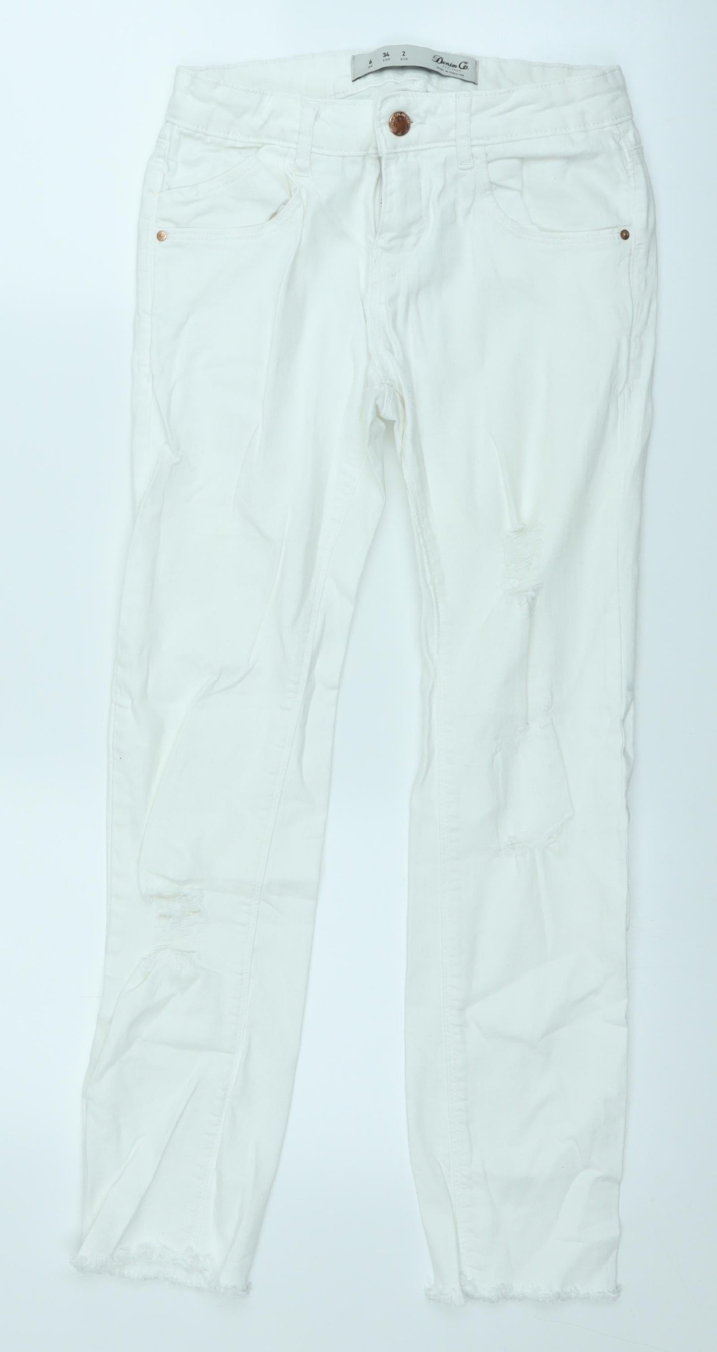 Primark Womens White  Denim Straight Jeans Size 6 L24 in