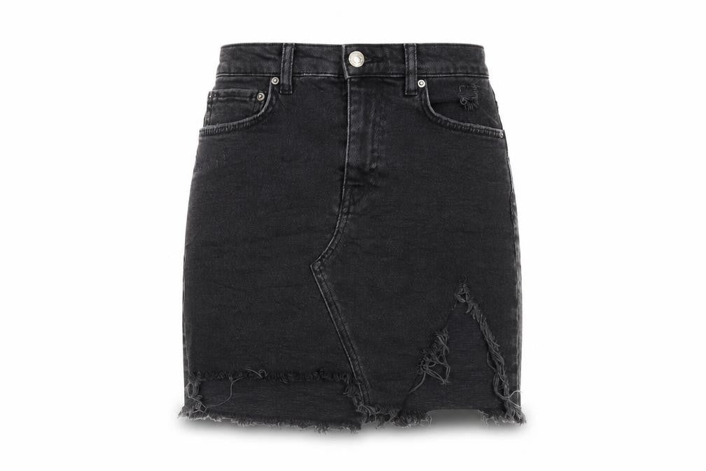 Pull & Bear Womens Black  Denim Mini Skirt Size S  - Distressed